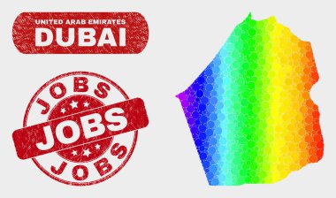 Spectrum Mozaik Dubai Emirlik Haritası ve Grunge Jobs Mührü