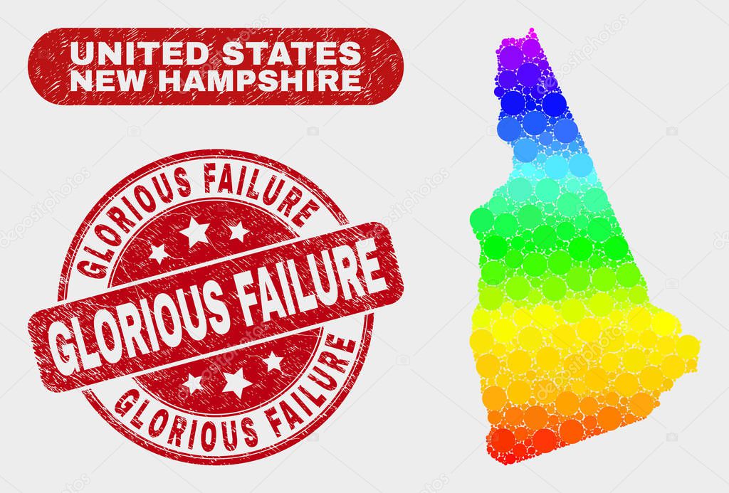 Spectral Mosaic New Hampshire State Map and Grunge Glorious Failure Seal