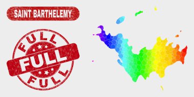 Spektral Mozaik Saint Bartolemy Haritası ve Grunge Tam Damga