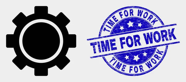 Vektor óra beállítások Gear ikon és karcos idő munka Seal — Stock Vector