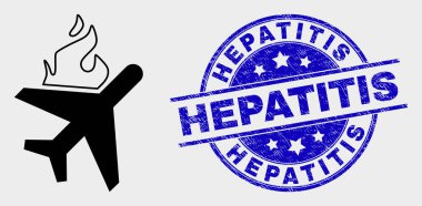 Vektör Ateş Uçak Simgesi ve Sıkıntı Hepatit Filigran