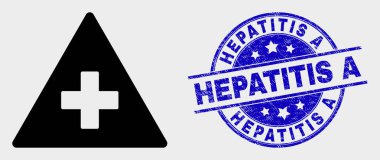 Vektör Tıbbi Uyarı Üçgen Ikonu ve Sıkıntı Hepatit A Damgası