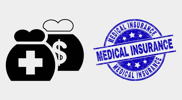 Vector Medical Funds Icon and Distress Medical Insurance Seal — Stock Vector