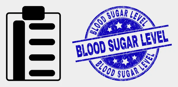 Lista de almohadillas de vectores Ícono y angustia Nivel de azúcar en sangre Marca de agua — Archivo Imágenes Vectoriales