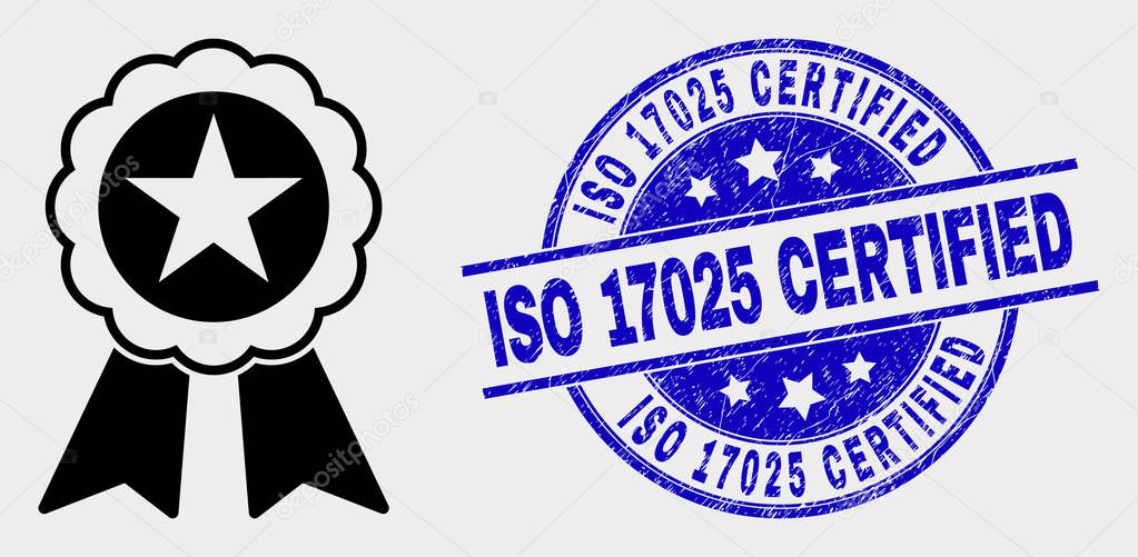 Vector Star Seal Icon and Distress ISO 17025 Certified Stamp