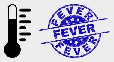 Vektör Termometre Simgesi ve Çizik Ateş Damga Mühür