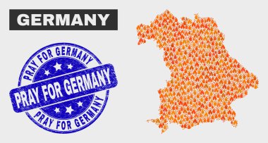 Alev Mozaik Almanya Haritası ve Grunge Almanya Filigran ı için Dua