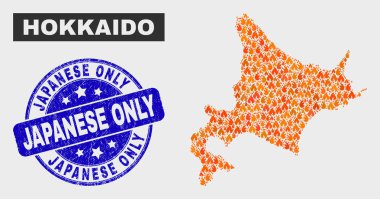 Alev Mozaik Hokkaido Haritası ve Sıkıntı Japon Sadece Damga