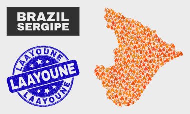 Ateşmozaik Sergipe Devlet Haritası ve Grunge Laayoune Seal