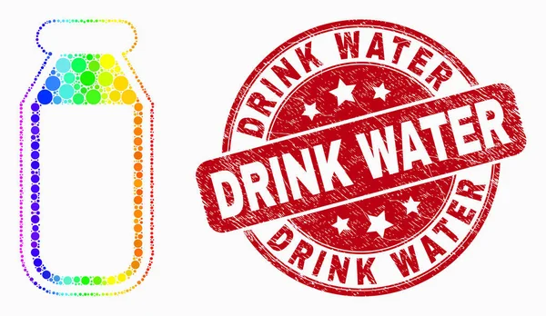 Векторная яркая икона питьевой бутылки и водяной знак для питьевой воды — стоковый вектор