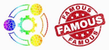 Vektör Parlak Piksel Endüstriyel İşbirliği Simgesi ve Çizik Ünlü Seal