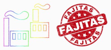 Vektör Spektral Nokta Sanayi Fabrikası Simgesi ve Çizik Fajitas Damga