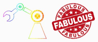 Vektör Gökkuşağı Renkli Nokta Endüstriyel Robot Simgesi ve Grunge Fabulous Filigran