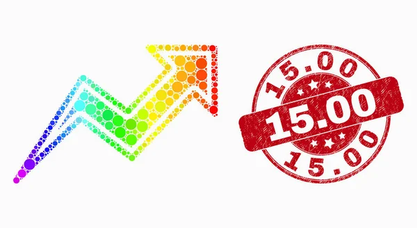 Vektor Spectrum szaggatott trend nyilak ikon és karcos 15,00 Seal — Stock Vector