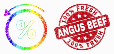 Vektör Spektrum Nokta Yüzde Geri Simge ve Sıkıntı 100 Yüzde Taze Angus Beef Seal