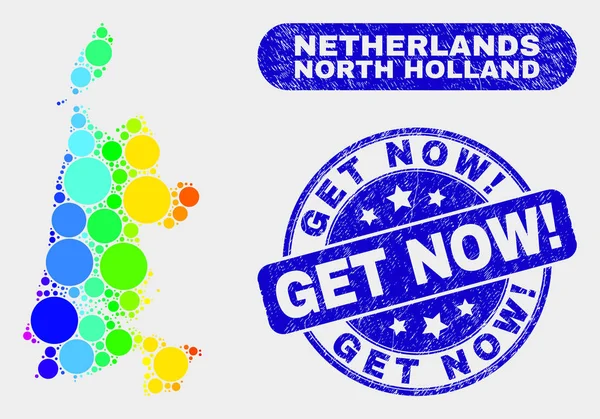 Mapa e angústia do mosaico brilhante da Holanda do Norte Obtenha agora marca d 'água de exclamação — Vetor de Stock