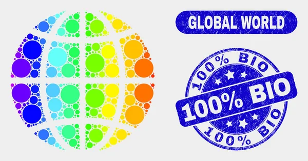 Яркий глобус и 100-процентная печать — стоковый вектор