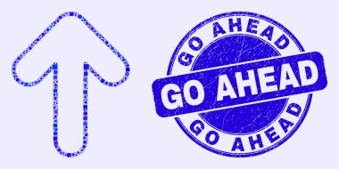 Mavi Tehlike İleri Git Damgası ve Yukarı Ok Mozaiği