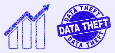 Mavi Tehlike Veri Hırsızlığı Mühürleme ve Trend Çizelgesi Mozaiği