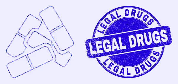 Blue Grunge Legal Drugs Stempel und medizinische Pillen Mosaik — Stockvektor