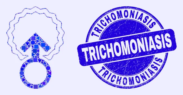 Blåriven trikomonas Stämpel och insemination Mosaik — Stock vektor