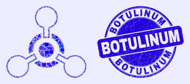 Blue Scratched Botulinum Stamp Seal and Toxic Nerve Agent Mosaic clipart