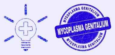 Mavi Tehlike Mycoplasma Genitalium Mühür ve Tıbbi Lamba Işık Mozaiği