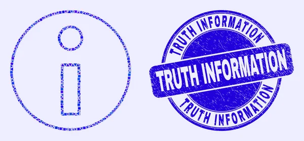 Blue Grunge Información sobre la verdad Sello e información Mosaico — Vector de stock