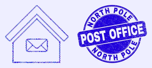 Blue Grunge Polo Norte Sello de Correos y Oficina de Correos Mosaico — Vector de stock