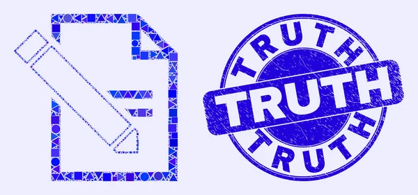 Blue Grunge Truth Stempel Seal og Rediger tekst side mosaik – Stock-vektor