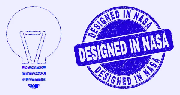 NASAのシールと電気球根モザイクで設計された青の苦痛 — ストックベクタ