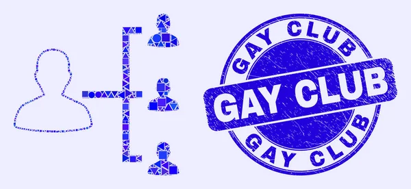 Timbre du Club gay Blue Distress Sceau et hiérarchie des personnes Mosaïque — Image vectorielle