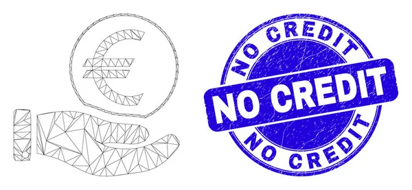 Blue Grunge Sans Sceau de Crédit et Web Carcasse Offre Main Euro Coin — Image vectorielle