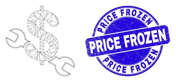 Blue Scratched Price Frozen Stamp Seal and Web Mesh Repair Price — Stock Vector