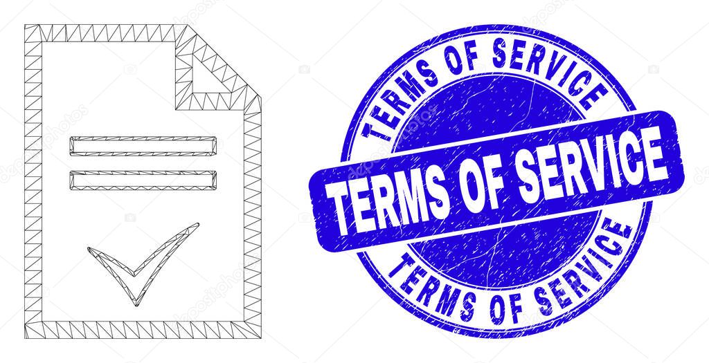 Blue Scratched Terms of Service Stamp and Web Carcass Agreement Page