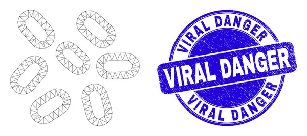 Mavi Grunge Viral Tehlike Mührü ve Web Kabuk Mikropları