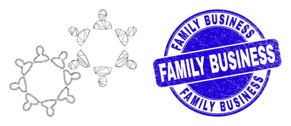 Blue Distress Family Business Stamp a spolupráce uživatelů jatečně upravených těl na webu — Stockový vektor