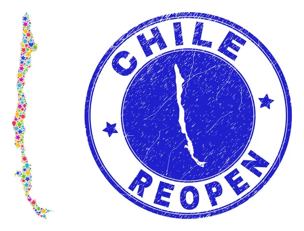 Открытие карты Чили Коллаж и печать бедствий — стоковый вектор