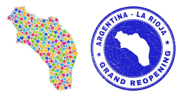 Відновлення La Rioja of Argentina Map Mosaic and Distress Seal — стоковий вектор