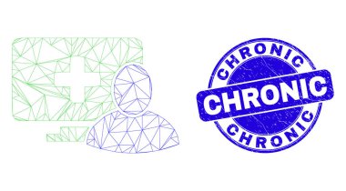 Mavi Grunge Kronik Mühür ve Web Ağ Bilgisayar Hastası