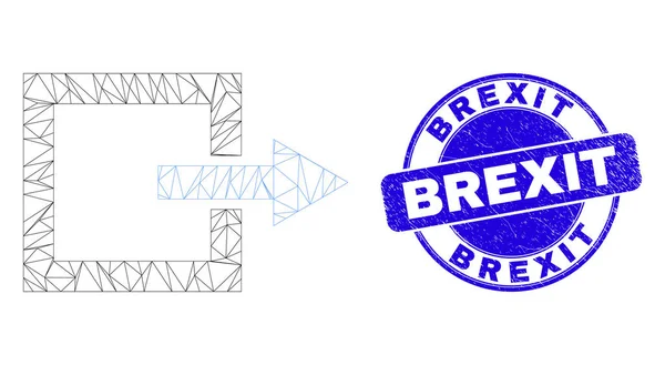 Grunge Bleu Brexit Timbre et Carcasse Web Déconnexion — Image vectorielle