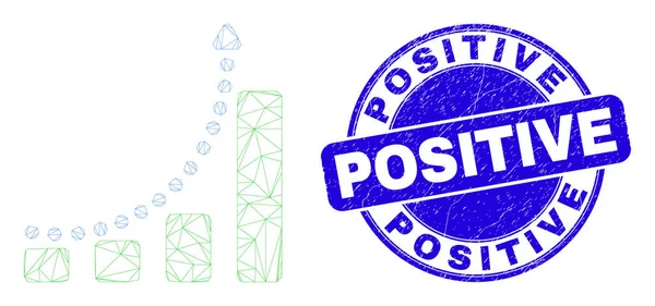 Blue Distress Positives Siegel und Web Mesh wachsender Charttrend — Stockvektor