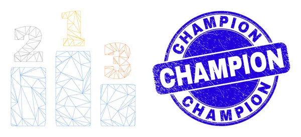 Lugares de premio Blue Distress Champion Stamp y Web Mesh Prize — Vector de stock