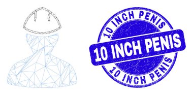 Blue Scratched 10 Inch Penis Stamp Seal and Web Mesh Worker