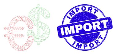 Mavi Grunge Alma Mührü ve Ağ Ağları Para Birimi