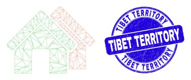 Mavi Tehlike Tibet Bölgesi Damgası ve Web Ağ Evleri