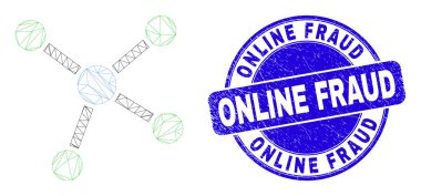 Blue Grunge Çevrimiçi Dolandırıcılık Damgası ve Web Kartpostalları