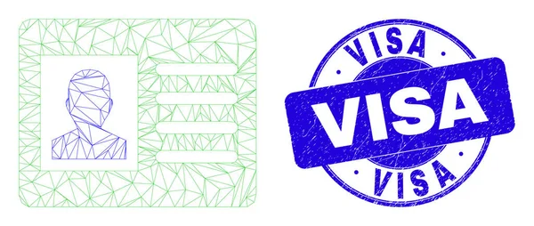 Blue Grunge Visa Seal και Web Mesh κάρτα χρήστη — Διανυσματικό Αρχείο