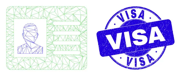 Uživatelská karta Blue Grunge Visa Seal a Web Mesh — Stockový vektor