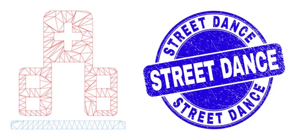 Blue Grunge Street Dance Seal és Web Mesh Kórház épület — Stock Vector